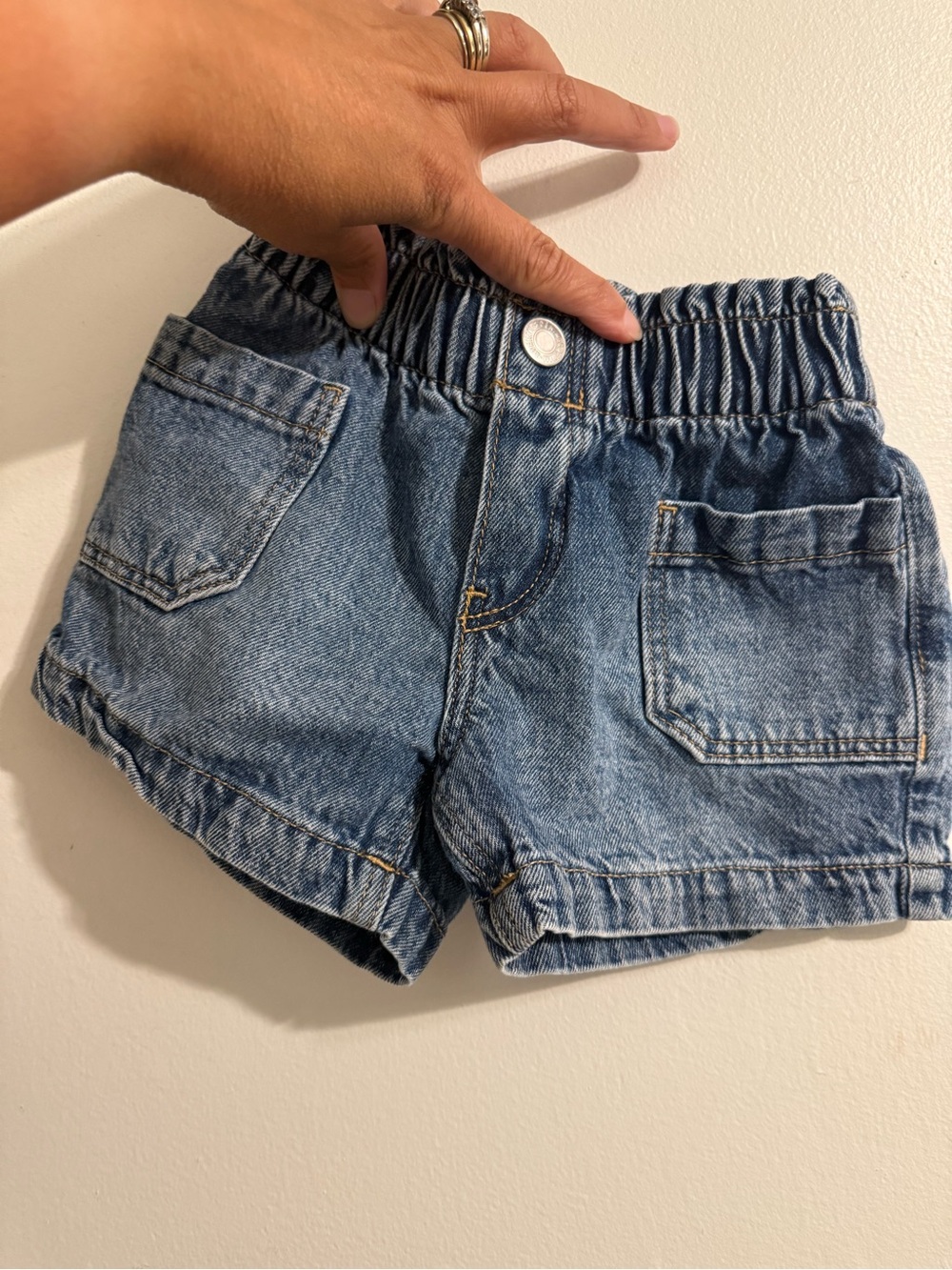 H&M Light Blue Elastic Waist Denim Shorts for Kids
